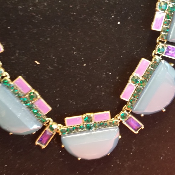 BAUBLEBAR Art Deco Vintage Purple Green & Blue Statement Necklace 💎 - Picture 5 of 6